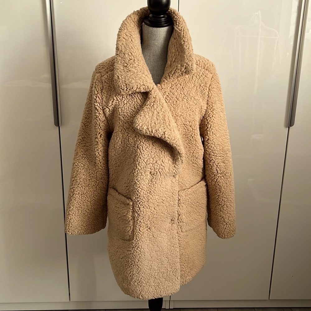 HOST PICK ✨ Oversized Faux Teddy Sherpa Coat Double Breast Fully Lined, Size S/M